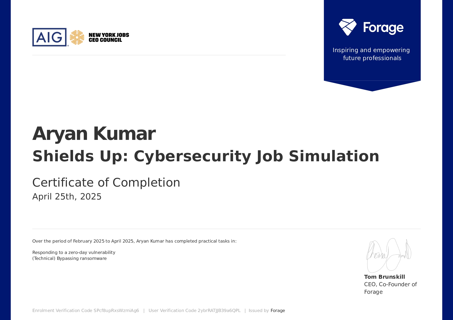 Certificate in Shields Up Cybersecurity